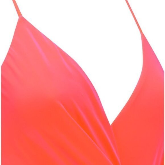 Misa Los Angeles Veronika Wrap Tie‎ Maxi Dress Neon Orange Women Size Small - Picture 3 of 8